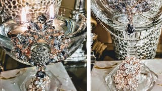 Dollar Tree Luxurious Bling Centerpiece Vases DIY Centerpiece Designing with Latisha McKinney [upl. by Ahsauqal641]