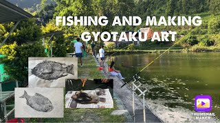 Fishing and making gyotaku art with our catch [upl. by Efi600]