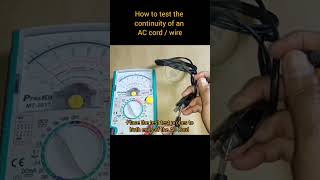 How to test the continuity of an AC cord wire with analog multimeter short shortvideo how howto [upl. by Xylon]