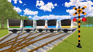 【踏切アニメ】いろんな電車【カンカン】 Railroad Crossing Animation [upl. by Narah]