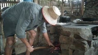 pugon baked pan de coco using our own made charcoal process of making charcoal [upl. by Eiramllij]