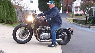 Triumph Bobber stock VS BC dragpipe exhaust comparison [upl. by Madra]