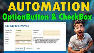 Data Entry Form with Checkbox and Option Button in Excel [upl. by Cassidy]