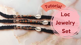 DIY 3 pc Loc Jewelry Set Tutorial  Gold amp Pink Beads Cowrie Shells [upl. by Suedaht]