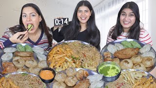 10 Seconds Chopsticks Street Food Challenge  Momos Golgappa Noodles Spring Roll Pasta Fries [upl. by Einnal]