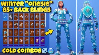 NEW WINTER quotONESIEquot SKIN Showcased With 85 BACK BLINGS Fortnite Battle Royale WINTER ONESIE COMBOS [upl. by Snah952]