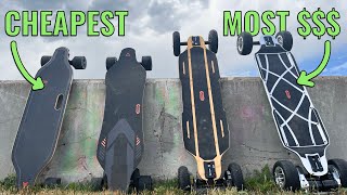 Testing the CHEAPEST to MOST EXPENSIVE electric skateboards from Meepo [upl. by Ellenahs126]