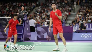 Chinas Feng and Huang dominate USAs Chiu and Gai in badminton opener  Paris Olympics  NBC Sports [upl. by Atiuqat309]