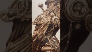 Wood Burning a Realistic Steampunk Raven  Relaxing and Satisfying [upl. by Ettevahs]