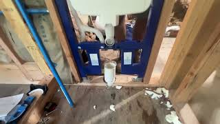 How to rough install a geberit wall hung toilet in a 2x6 amp 2x4 wall always double check the “pros” [upl. by Issak]