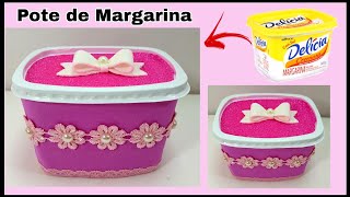 Pote de Margarina Decorado  Do LIXO ao LUXO [upl. by Elockcin]