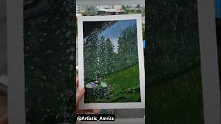 Aesthetic rain 🌧️🌲🌸artartist painting shorts [upl. by Nahtaj]