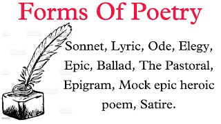 Forms Of Poetry In English literature Part Of Poetry types Of Poetry Form Of Poem [upl. by Malissia]