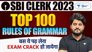 SBI Clerk 2023  TOP 100 Rules of Grammar  English  Vishal [upl. by Yseulte]