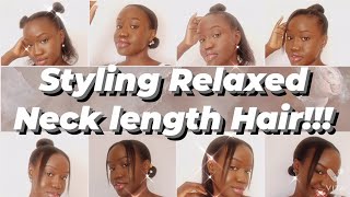 10 EASY WAYS TO STYLE RELAXED HAIR Neck length hair  without extensions [upl. by Retha]