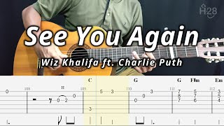 Wiz Khalifa ft Charlie Puth  See You Again Fingerstyle Guitar Cover  Tab  Chords  Lyrics [upl. by Iaria]