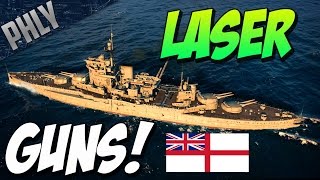 Most Accurate Guns In the GAME WARSPITE LASER GUN World Of Warships Gameplay [upl. by Nylle]