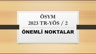 2023 TRYÖS 2 Sınav Kılavuzu yayınlandı ve Önemli Başlıkları derledik [upl. by Ayit]