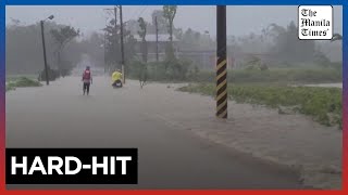 Typhoon Kongrey uproots trees floods Taiwan [upl. by Loreen313]