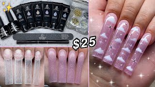 TRYING A 25 POLYGEL KIT FROM AMAZON POLYGEL OMBRE amp CLOUD NAIL ART DESIGN  Nail Tutorial [upl. by Auohp]