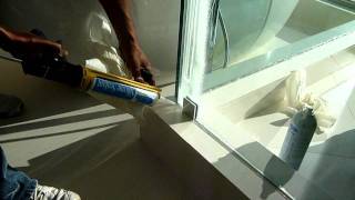 Calking or silicone Fully Wet Glazed Frameless Shower [upl. by Eldwen]