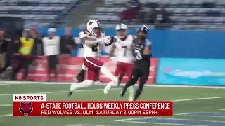 Arkansas State football holds weekly press conference prepares to host ULM [upl. by Araid861]