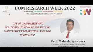 Use of Grammarly and Writefull Software for Better Manuscript Preparation Prof Mahesh Jayaweera [upl. by Munafo]