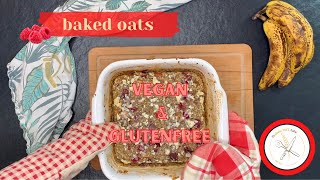 Baked oats vegan und glutenfrei  Vorkochen bestes Frühstück Frühstückskuchen [upl. by Atnek]