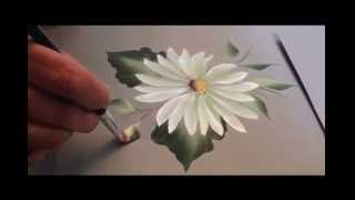 One Stroke How To Paint A Daisy [upl. by Ellenet529]