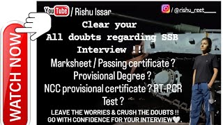 Documents required for SSB interview  Provisional certificate Marksheet  rishuissar407 [upl. by Lorusso73]