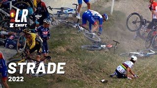 Crash Chaos at Strade Bianche 2022  Lanterne Rouge x Zwift [upl. by Lemhaj152]