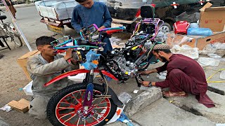 Assembling 200cc 2 Wheels Electric Bike in Afghanistan [upl. by Cutty783]