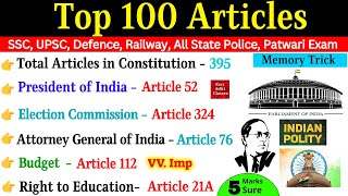 Top 100 Articles  All Important Articles  Indian Polity  Articles Of Indian Constitution ssccgl [upl. by Collie]