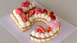 Number Cake  Alphabet Cake  How to Make Cream Tart [upl. by Anival]