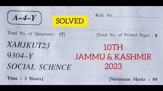 jkbose 10th todays sst paper jkbose class 10th sst paper 2023 solved social science 2023 soft zone [upl. by Atteugram]