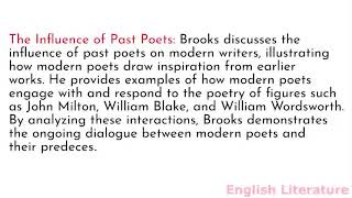 Summary and analysis of Modern Poetry and the Tradition by Cleanth Brooks [upl. by Attoynek50]