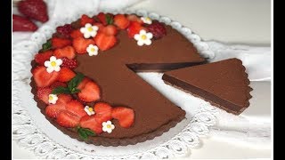 Crostata al cioccolato con fragole RICETTA FACILE [upl. by Ahselat]