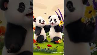 Two little pandas are playing and singing in a flower garden shorts baby cute animals shortvide [upl. by Petras]