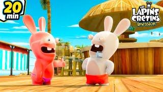 Les Lapins rentrent de vacances  Les Lapins Crétins Invasion🐰  Nouvelle compilation 20 min [upl. by Mcclees]