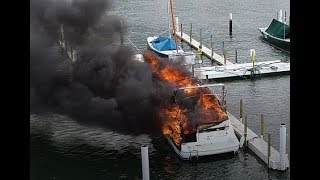 Boat Fire Edgewater Yacht Club 6 23 2018 [upl. by Asante247]