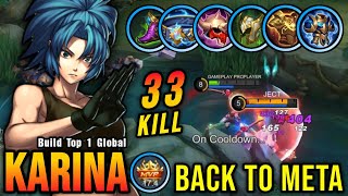 33 Kills Karina Tank Build is Finally BACK ON META  Build Top 1 Global Karina  MLBB [upl. by Jackson]