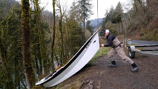 INSANE 150 Foot CLIFF Boat Launch DO NOT ATTEMPT INTENSE Winter Steelhead Fly Fishing Adventure [upl. by Klinges653]