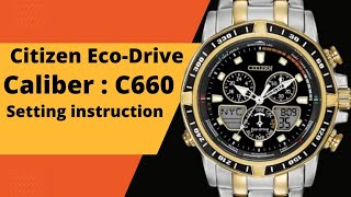 Citizen EcoDrive Watch C660 setting instruction TrendWatchLab [upl. by Anibla]