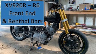 XV920R Virago Cafe Racer  EP4  R6 Front End Cognito Risers amp Renthal Bars [upl. by Imoan]