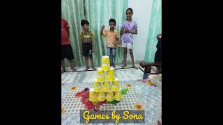 quotExciting InHouse Kids Game Knock Down the Glass Tower with a Plastic Ballquot  Games by Sona [upl. by Damalus]