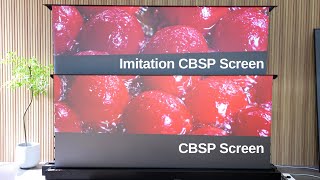 Projector Floor Rising Screen Comparison CBSP Screen vs Imitation CBSP Screen [upl. by Nalod677]