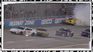 Slow motion look at the overtime finish crash at Richmond  NASCAR [upl. by Otilrac]