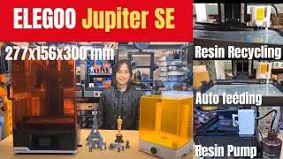 Elegoo Jupiter SE 300mm Zheight resin 3D printer with auto feeding and recycling resin pump [upl. by Oakman]