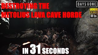 Days Gone PS5  THE METOLIUS LAVA CAVE HORDE  Destroying The 150 Strong Metolius Horde In 31 Secs [upl. by Nahtan]