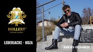 Lederjacke  KOZA  Hollerts fashion  coole Herren Biker Lederjacke [upl. by Bilbe]